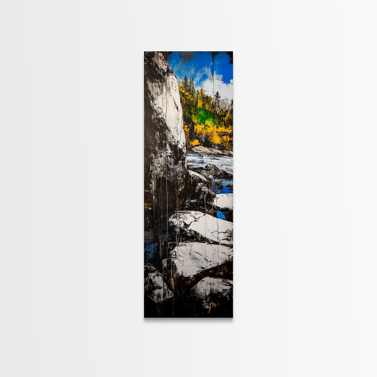 Rugged Cliffs, Rocky Shore, Coastal Scene, Framed Canvas Print, Seaside Decor, Nautical Wall Art, Ocean View, Beach House Decor