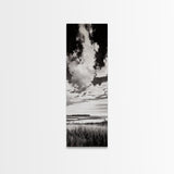 Black and White Sky, Cloudscape Wall Art, Minimalist Artwork, Nature Landscape Painting, Office or Bedroom Decor, Framed Canvas Print