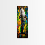 Colorful Dolphin Art, Ocean Wildlife Painting, Nautical Home Decor, Beach House Wall Art, Coastal Living Style, Canvas Print