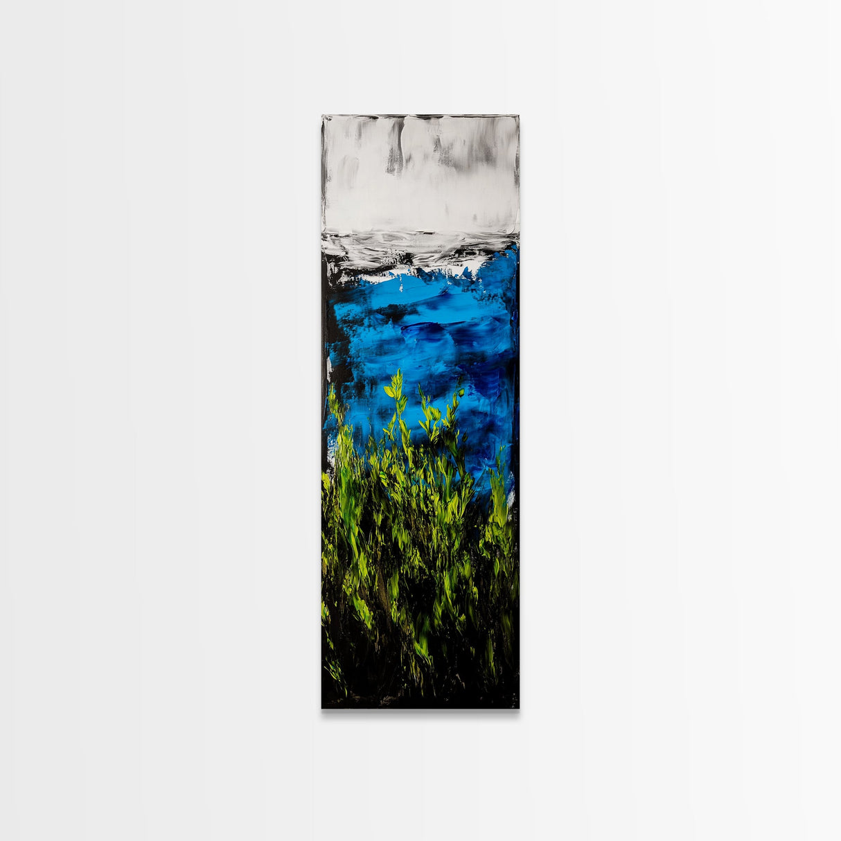 Blue Sea, Green Plants, Ocean View, Canvas Print, Coastal Wall Art, Living Room Art, Nature Inspired Decor, Nautical Beach House Art