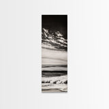 Ocean Horizon, Black and White, Cloudy Sky, Canvas Print, Coastal Wall Art, Minimalist Seascape, Modern Living Room Decor, Nautical Art
