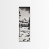 Winter Landscape, Snowy Mountains, Canvas Print, Black and White Photography, Rustic Home Decor, Cozy Cabin Wall Art, Nature Photography