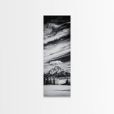 Majestic, Mountain, Black and White, Framed Canvas Print, Sky Photography, Minimalist Wall Art, Home Office Decor, Living Room Artwork