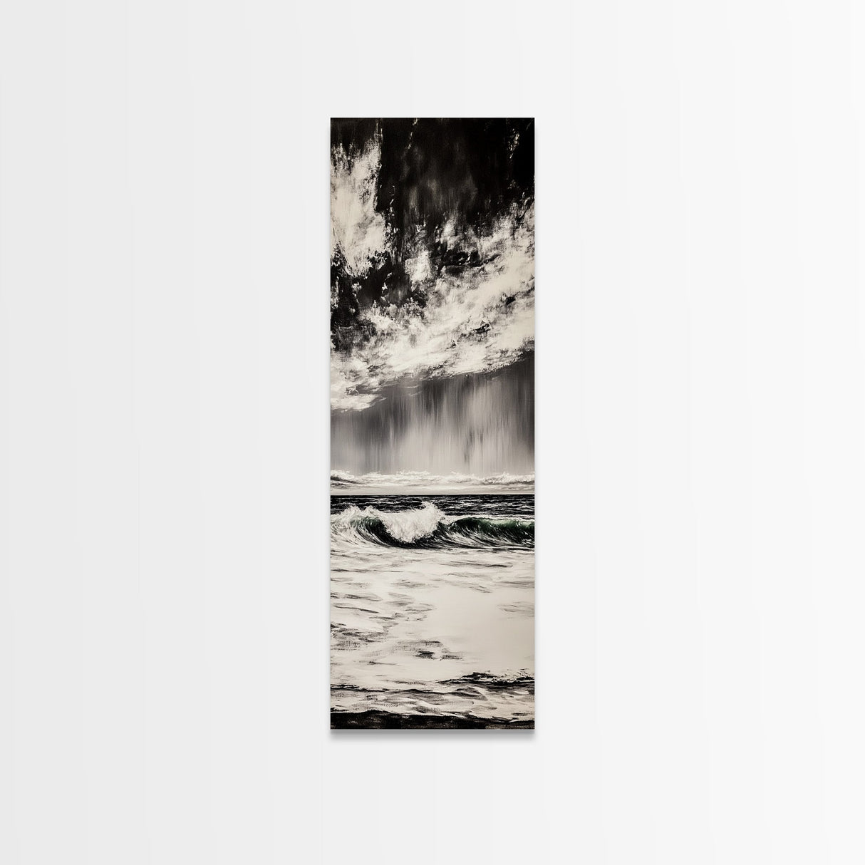 Ocean, Waves, Storm, Canvas Print, Coastal Wall Art, Beach House Decor, Dramatic Seascape, Minimalist Monochrome, Nautical Theme Artwork