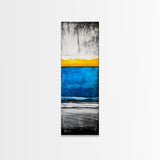 Sunset, Ocean, Waves, Framed Canvas Print, Coastal Wall Art, Modern Beach Decor, Blue and Yellow Abstract, Large Statement Art