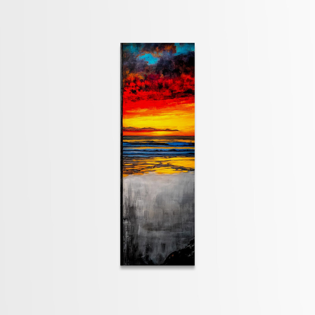 Vibrant, Sunset, Beach, Framed Canvas Print, Coastal Wall Art, Tropical Sunset, Living Room Decor, Bold Colorful Painting