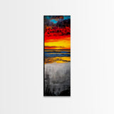 Vibrant, Sunset, Beach, Framed Canvas Print, Coastal Wall Art, Tropical Sunset, Living Room Decor, Bold Colorful Painting