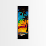 Palm Trees, Sunset, Ocean, Canvas Print, Tropical Wall Art, Vibrant Seascape, Beach House Decor, Exotic Landscape Painting