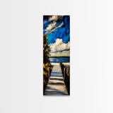 Serene Dock, Lake View, Blue and Gold, Canvas Print, Peaceful Nature Scene, Rustic Wall Art, Cabin Decor, Living Room Artwork