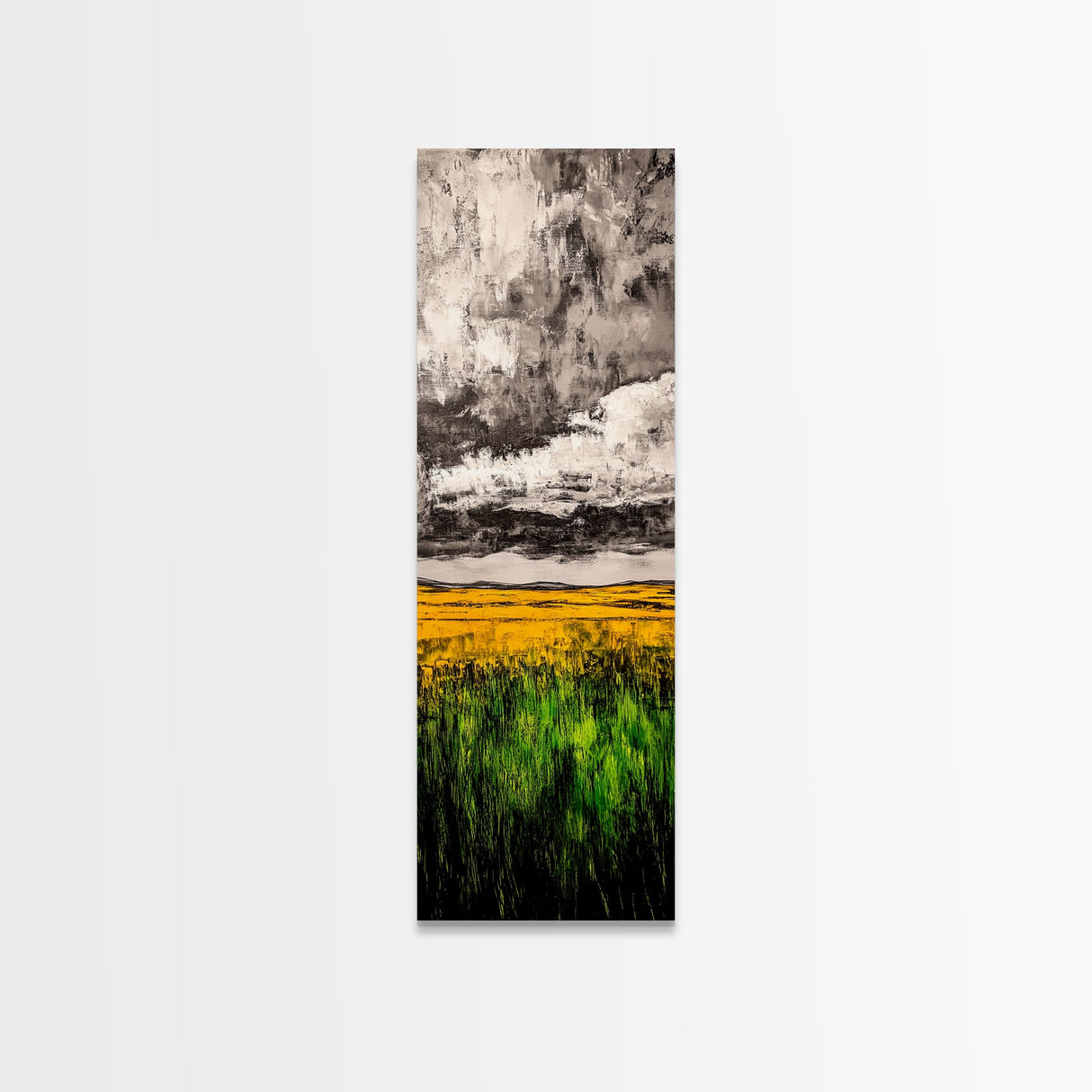 Golden Fields, Dramatic Sky, Green and Yellow, Canvas Print, Rustic Farmhouse Wall Art, Autumn Landscape Decor, Dining Room Art