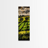 Rolling Fields, Nature Painting, Green Landscape, Framed Canvas Print, Country Wall Art, Rustic Decor, Cozy Living Room Artwork