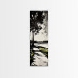 Pathway Trees, Black and White Art, Forest Landscape, Framed Canvas Print, Minimalist Wall Art, Nature Decor, Tranquil Home Artwork