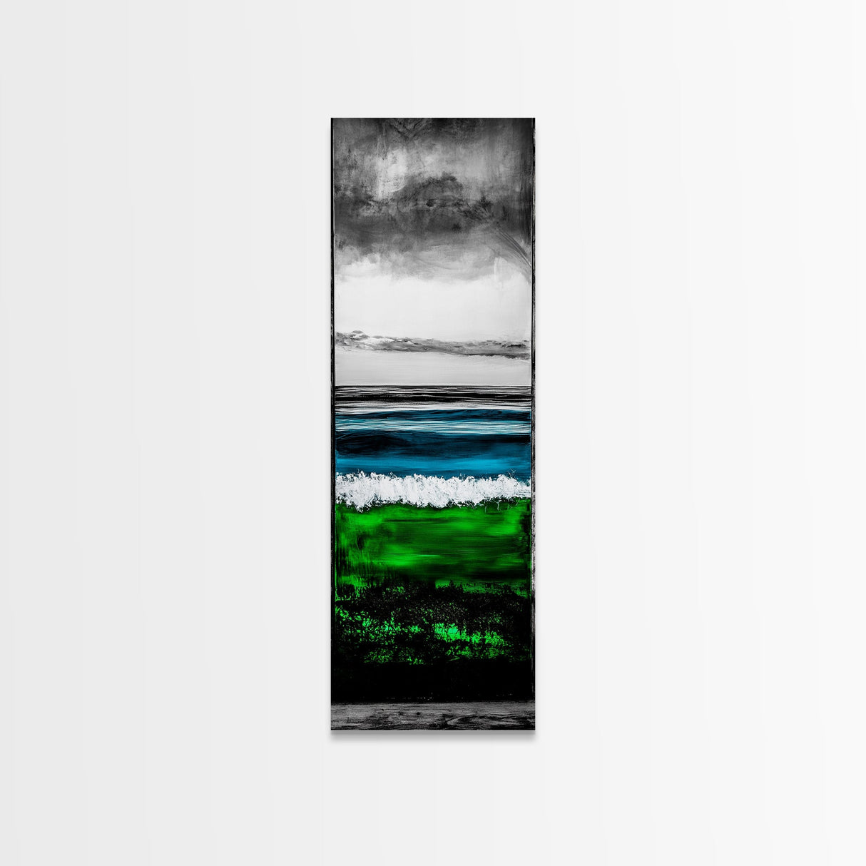 Emerald Waters, Coastal Horizon, Abstract Ocean, Deep Sea Art, Framed Canvas Print, Beach House Decor, Nautical Home Wall Art
