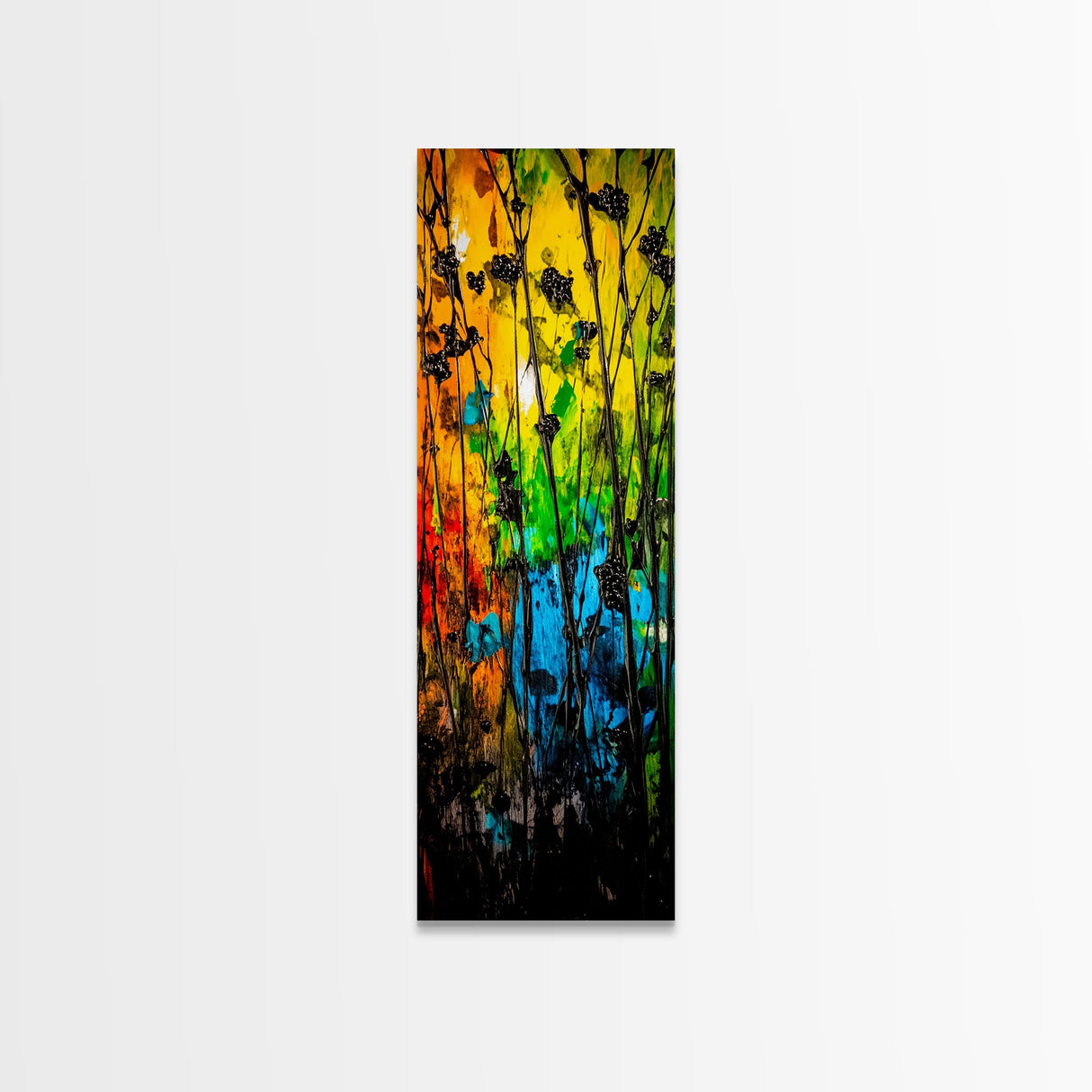 Vibrant Flowers, Colorful Abstract Art, Nature Painting, Expressive Home Decor, Framed Canvas Print, Living Room Wall Art, Bold Design