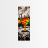 Forest Campfire, Fall Wall Art, Wilderness Painting, Framed Canvas Print, Rustic Home Decor, Warm Autumn Art, Cabin Living Room Decor