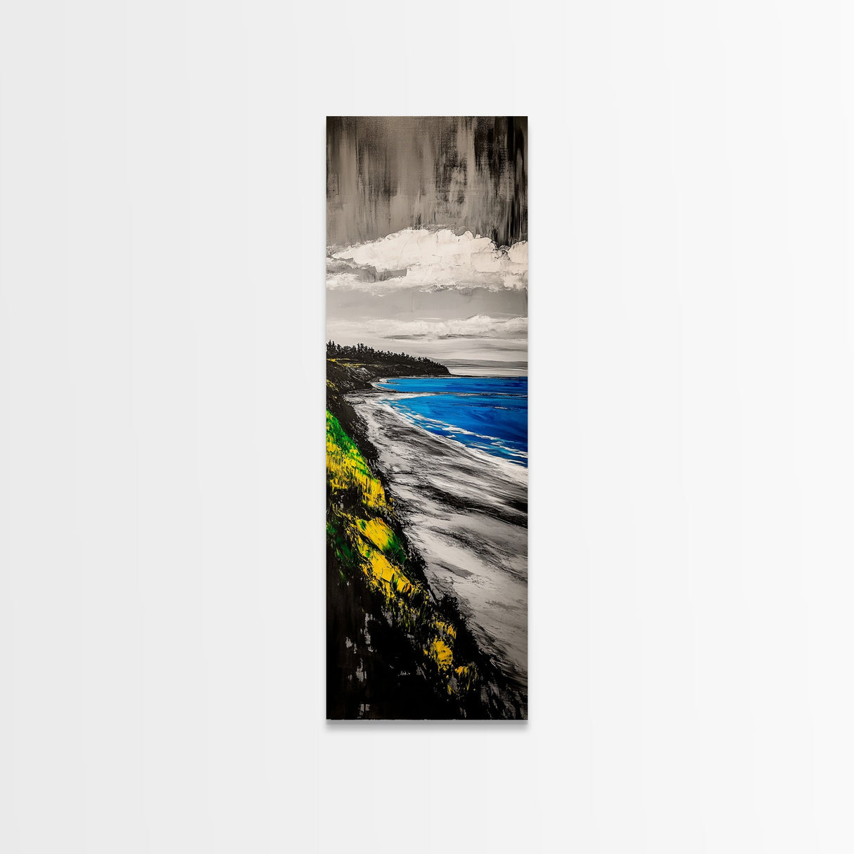 Scenic Coast, Cliffside View, Ocean Art, Canvas Print, Beach House Decor, Blue Landscape, Minimalist Painting, Modern Wall Art