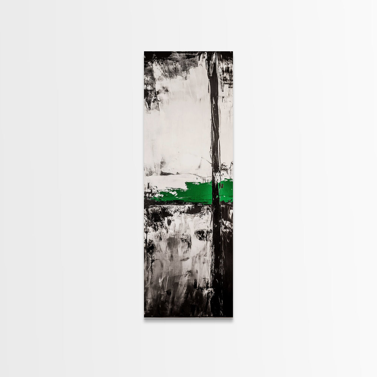 Abstract Lines, Modern Minimalist, Monochrome Art, Canvas Print, Geometric Wall Art, Black White Green, Contemporary Home Decor