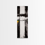 Modern Abstract, Minimalist Art, Textured Black White, Canvas Print, Contemporary Home Decor, Green Accent, Geometric Wall Art