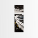 Monochrome Coast, Black and White Seascape, Framed Canvas Print, Beach House Art, Minimalist Landscape, Living Room Wall Art