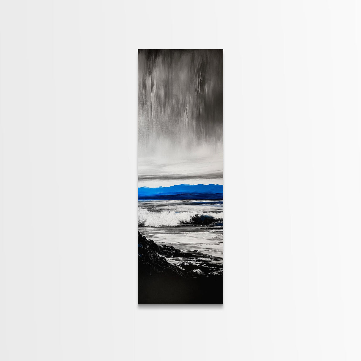 Stormy Waves, Dramatic Seascape, Black and White Art, Framed Canvas Print, Coastal Wall Art, Nautical Home Decor, Minimalist Seascape