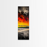 Fire Sky, Dramatic Sunset, Abstract Seascape, Framed Canvas Print, Bold Wall Art, Vibrant Home Decor, Statement Piece