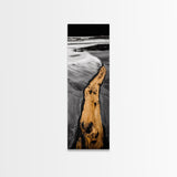 Driftwood Shore, Black and White Art, Coastal Landscape, Framed Canvas Print, Beach House Decor, Minimalist Artwork, Ocean View