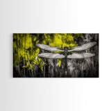 Dragonfly Art, Nature Insect, Modern Botanical, Black and White Sketch, Yellow Green Abstract, Framed Canvas Print, Bedroom Wall Decor