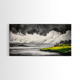 Coastal Storm, Black and White, Dramatic Seascape, Framed Canvas Print, Modern Coastal Art, Minimalist Ocean Wall Art, Large Wall Decor