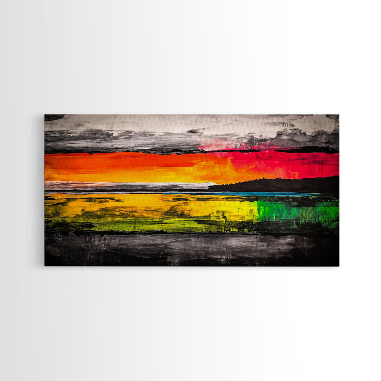 Sunset Reflections, Colorful Abstract, Ocean View, Framed Canvas Print, Vibrant Landscape Art, Large Wall Art, Modern Decor, Bedroom Art