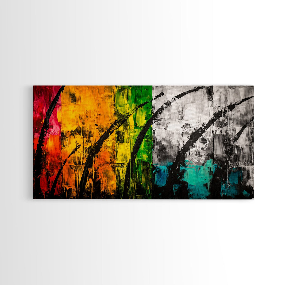 Colorful Abstract, Bold Nature, Autumn Tones, Framed Canvas Print, Modern Home Decor, Boho Art, Large Statement Piece, Living Room Art