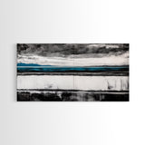 Moody Seascape, Minimalist Painting, Black and White Ocean, Framed Canvas Print, Contemporary Wall Art, Modern Coastal Home Decor