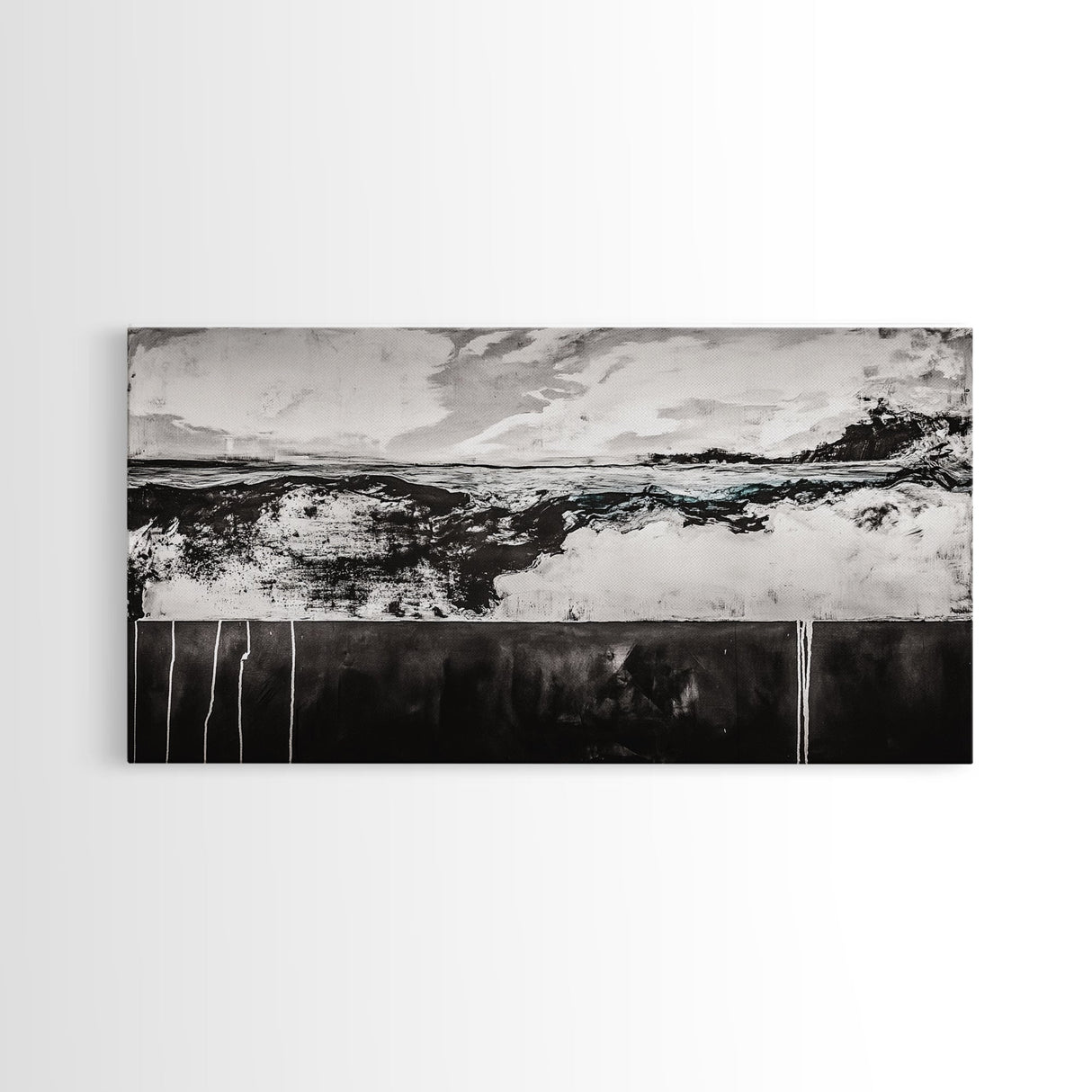 Black and White, Ocean, Waves, Minimalist, Canvas Print, Coastal Art, Nautical Decor, Bedroom Wall Art, Modern Home Decor, Fine Art Print