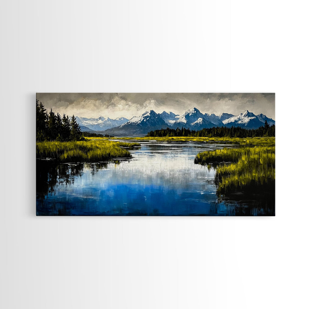 Mountain Reflection, Lake, Landscape, Framed Canvas Print, Nature Wall Art, Rustic Home Decor, Large Wall Art, Cabin Art, Gift Idea