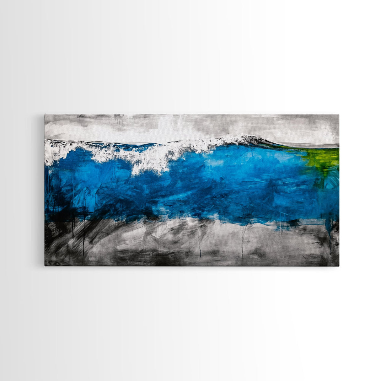 Abstract Ocean, Blue Wave, Coastal Art, Nautical Decor, Living Room Wall Art, Contemporary Seascape, Beach Theme, Framed Canvas Print