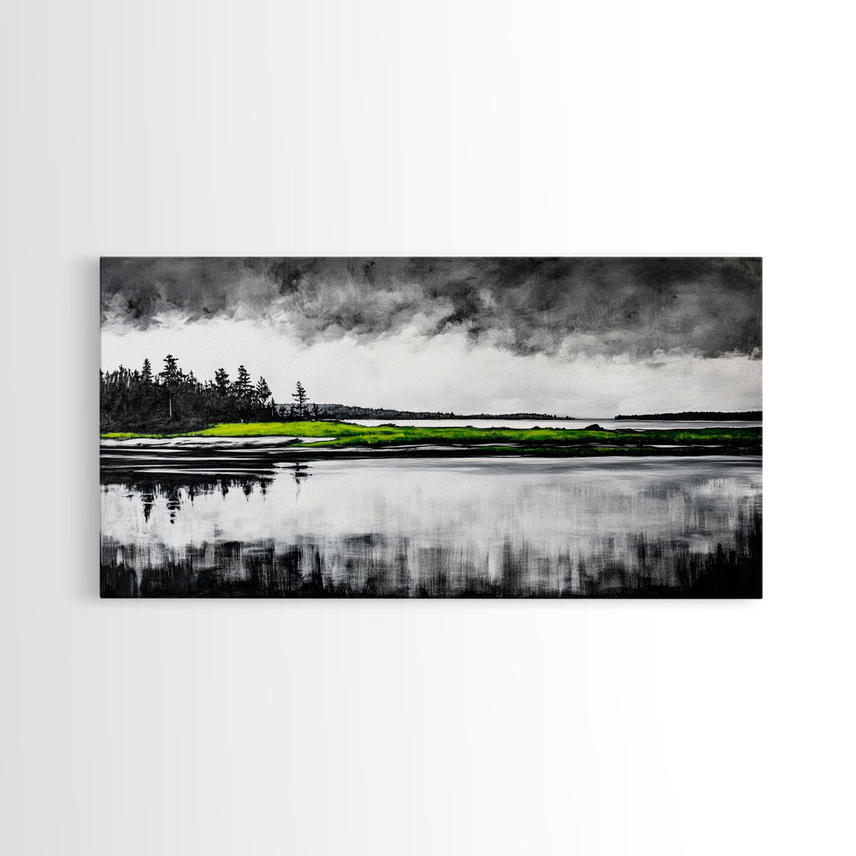Stormy Waters, Abstract Beach Scene, Canvas Print, Ocean Wall Art, Moody Seascape Painting, Coastal Wall Decor, Living Room Art