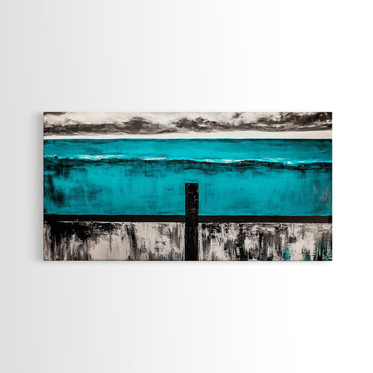 Geometric Waves, Abstract Ocean Art, Canvas Print, Contemporary Minimalist Painting, Blue Wall Decor, Large Modern Art