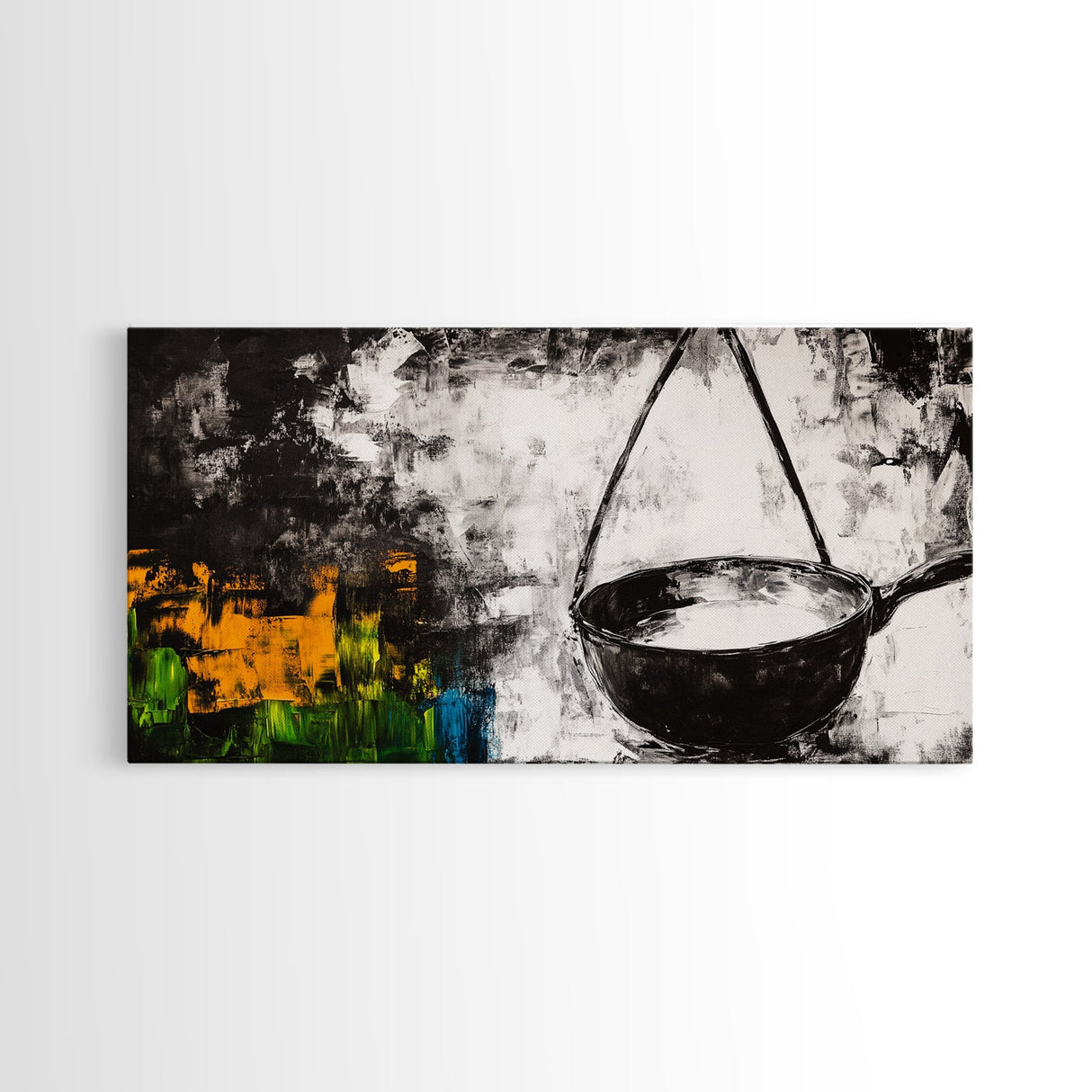 Abstract Kitchen Art, Black and White Canvas Print, Minimalist Artwork, Rustic Wall Decor, Unique Home Aesthetic, Framed Canvas Print