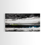 Ocean Wave Painting, Black and White Print, Modern Coastal Wall Decor, Seascape Art, Nautical Home Aesthetic, Framed Canvas Print