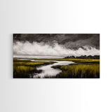 Marshland, Scenic, Natural, Canvas Print, Tranquil River Painting, Serene Landscape Wall Art, Nature Home Decor, Country House Artwork