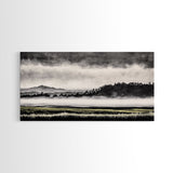 Misty Mountains, Black and White Art, Foggy Landscape, Canvas Print, Nature Wall Art, Minimalist Artwork, Bedroom Wall Decor