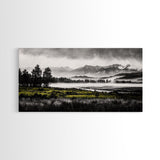Foggy Forest, Mountain Landscape, Monochrome Wall Art, Framed Canvas Print, Modern Home Decor, Living Room Artwork, Nature Print