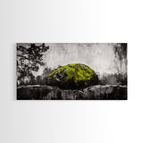 Mossy Rock, Abstract Nature, Green and Black Art, Canvas Print, Rustic Wall Decor, Boho Artwork, Modern Farmhouse Decor