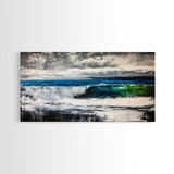 Ocean Waves, Blue and Green, Framed Canvas Print, Beach House Decor, Nautical Wall Art, Large Wall Art, Coastal Living, Modern Seascape