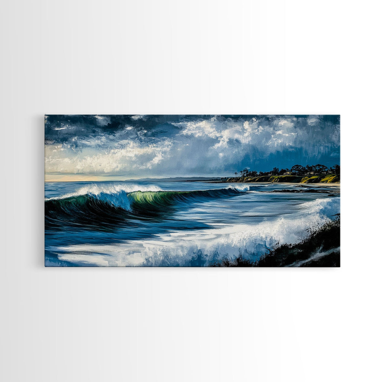 Stormy Waves, Dramatic Seascape, Canvas Print, Coastal Wall Art, Beach House Decor, Nautical Art, Moody Ocean Scene, Living Room Wall Art