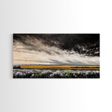 Open Field, Dramatic Sky, Autumn Horizon, Framed Canvas Print, Fall Landscape, Neutral Home Decor, Entryway Art, Rustic Wall Art