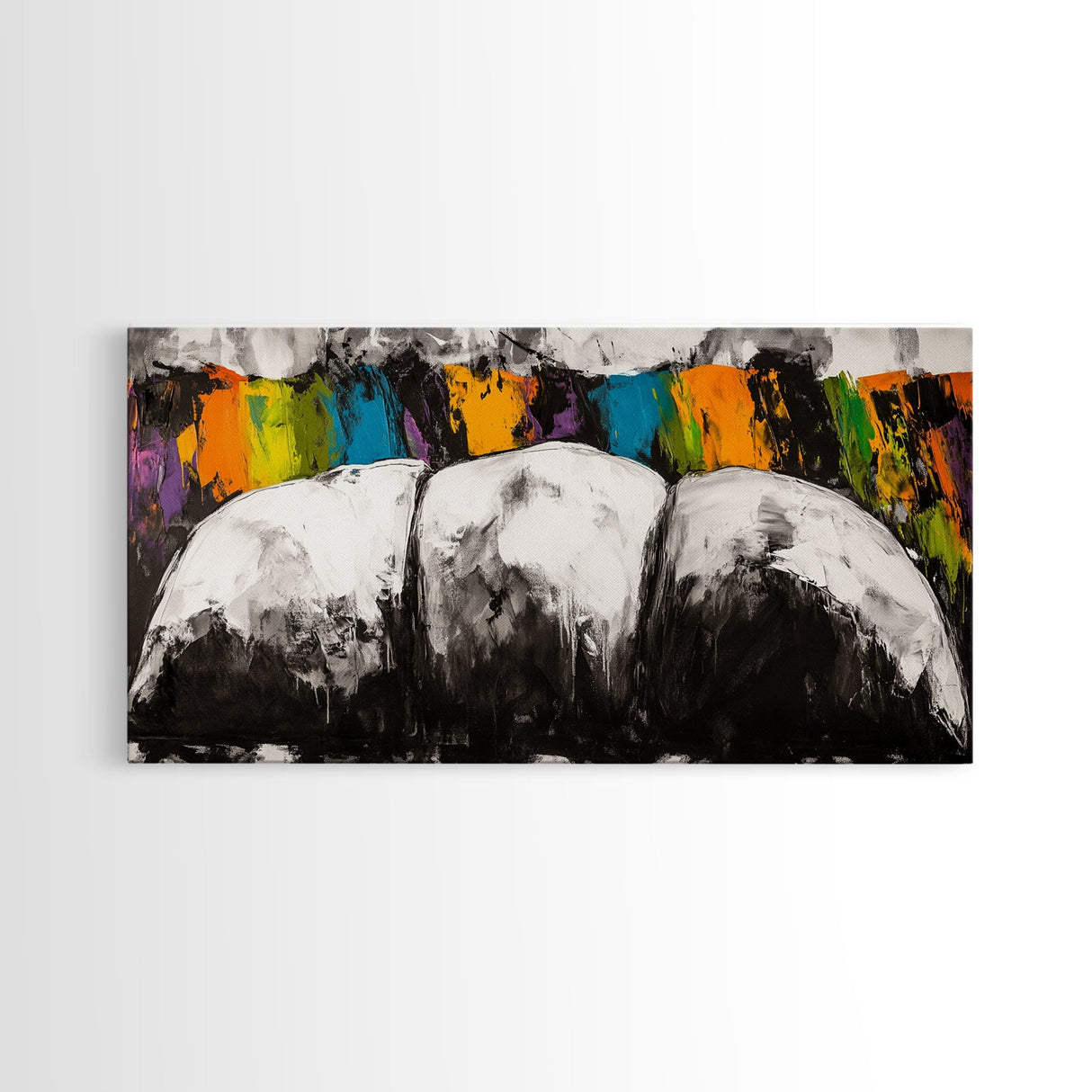 Abstract Mountains, Bold Color Landscape, Modern Art, Vibrant Nature Scene, Expressionist Painting, Living Room Decor, Framed Canvas Print