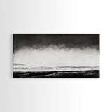 Foggy Ocean, Misty Beach, Black and White Minimalist, Canvas Print, Modern Wall Art, Bedroom Decor, Neutral Tones, Serene Seascape