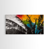 Tropical Palm Leaves, Sunset Art, Beach House Decor, Vibrant Coastal Painting, Island Vibes, Framed Canvas Print, Bedroom Wall Art