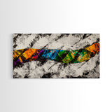 Abstract Wave, Dynamic Ocean Art, Surf Inspired Painting, Black and White Modern Art, Colorful Coastal Decor, Canvas Print, Hallway Art