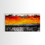 Fiery Sunset, Dramatic Sky, Abstract Landscape, Canvas Print, Modern Art, Bold Wall Decor, Warm Colors, Living Room Accent